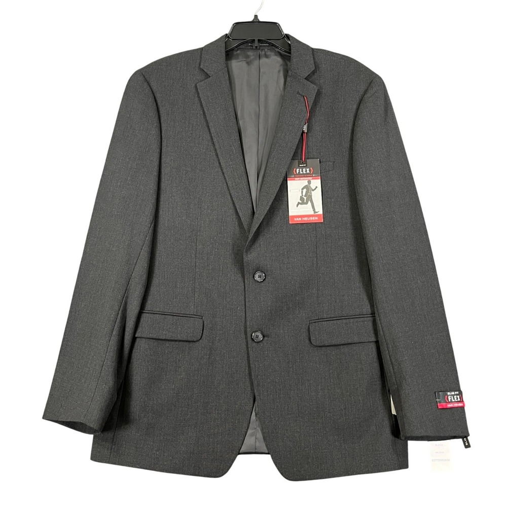 Van Heusen Flex Suit Jacket Mens 44L Stretch Wrinkle Resistant Business Formal
